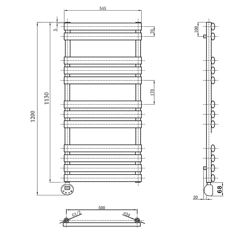 АЛЬФА П12 500х1130 EL черный