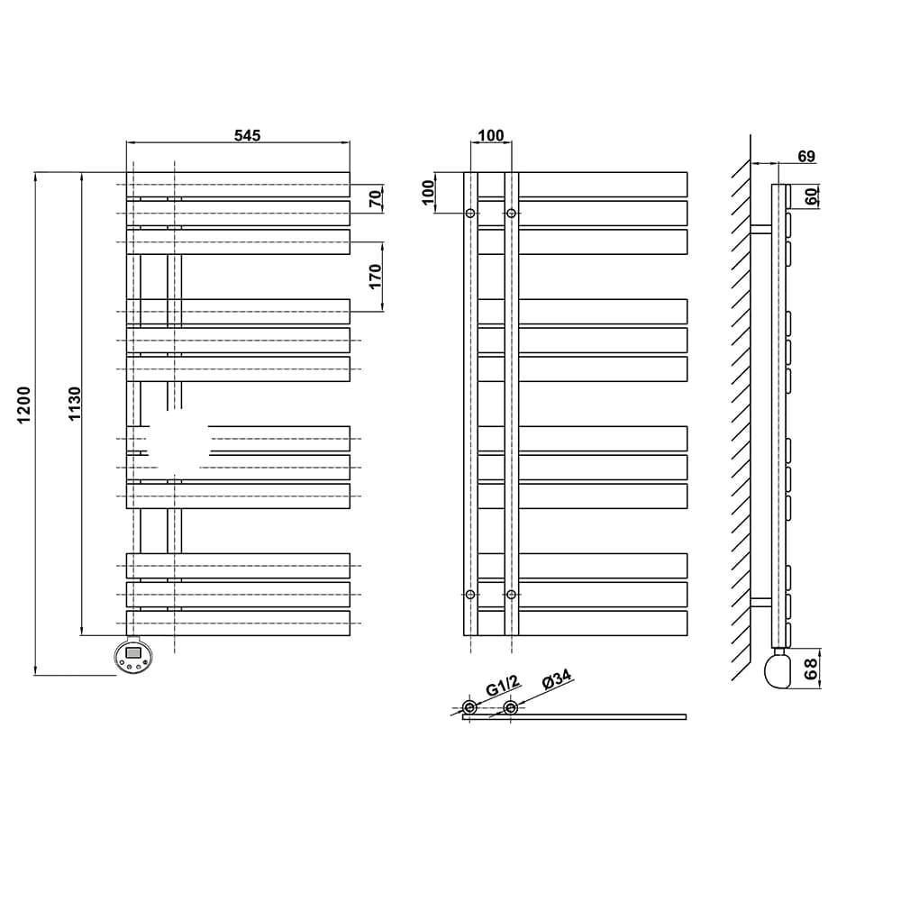 ДЕЛЬТА П12 500х1130 EL черный