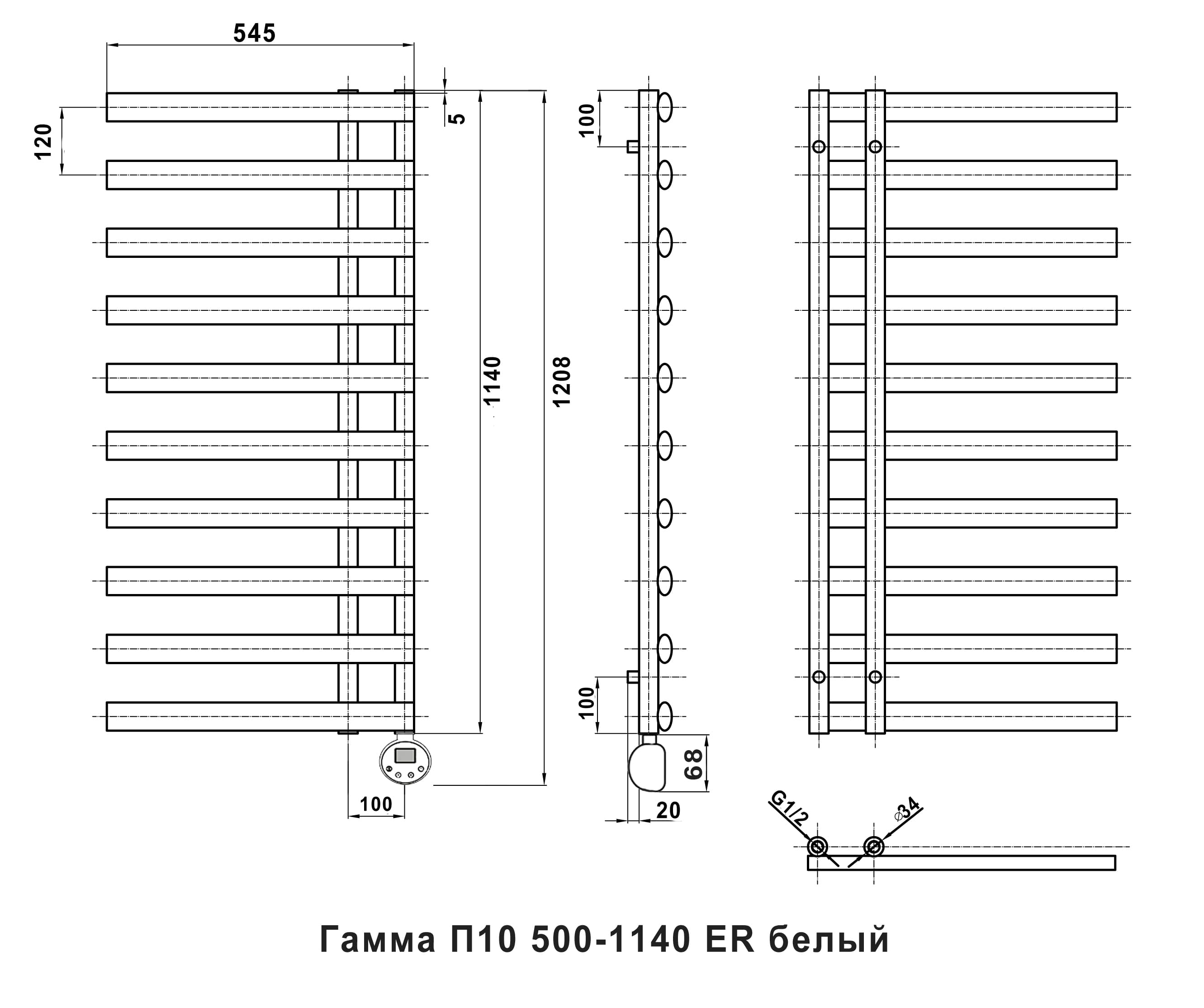ГАММА П10 500х1140 ER белый