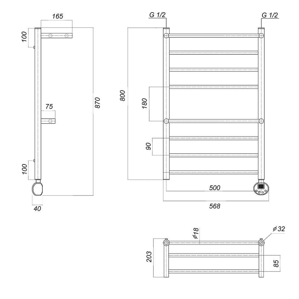 Медея с 2 полками П8 500x800 ER хром