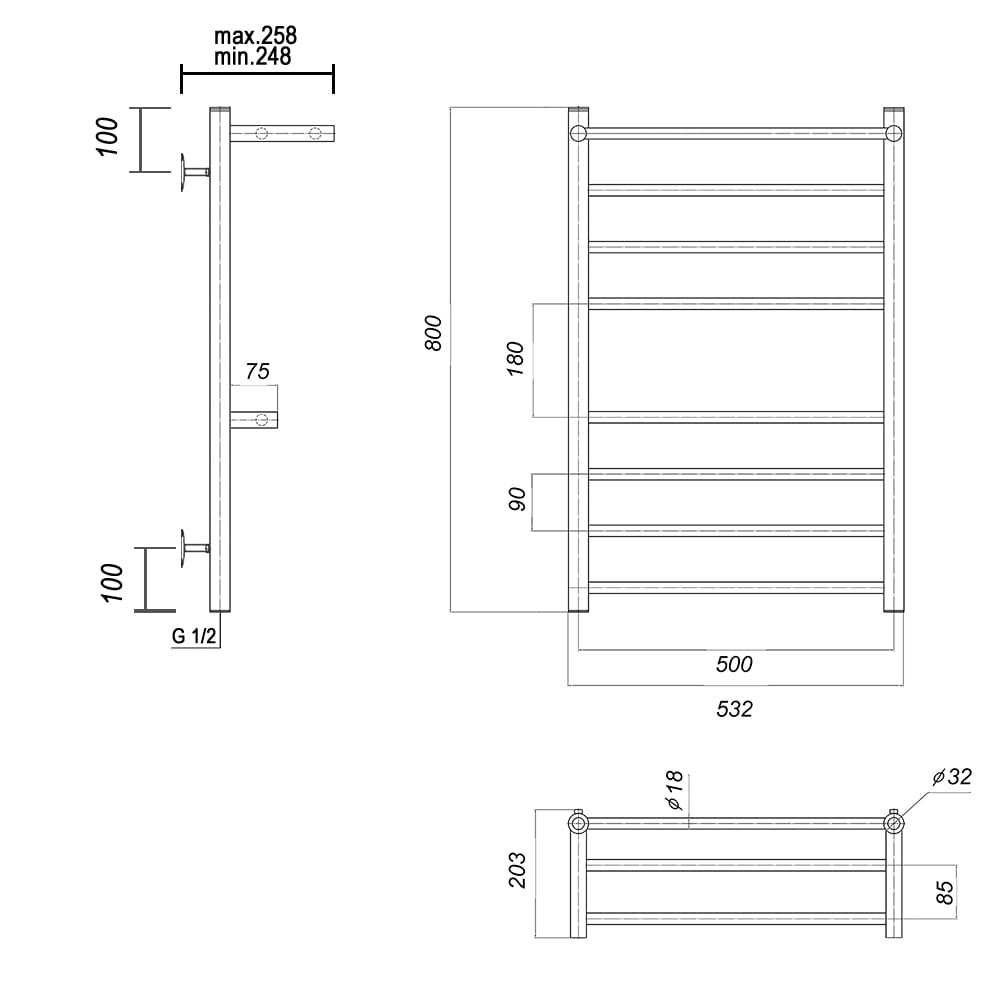 Медея с 2 полками П8 500x800 хром
