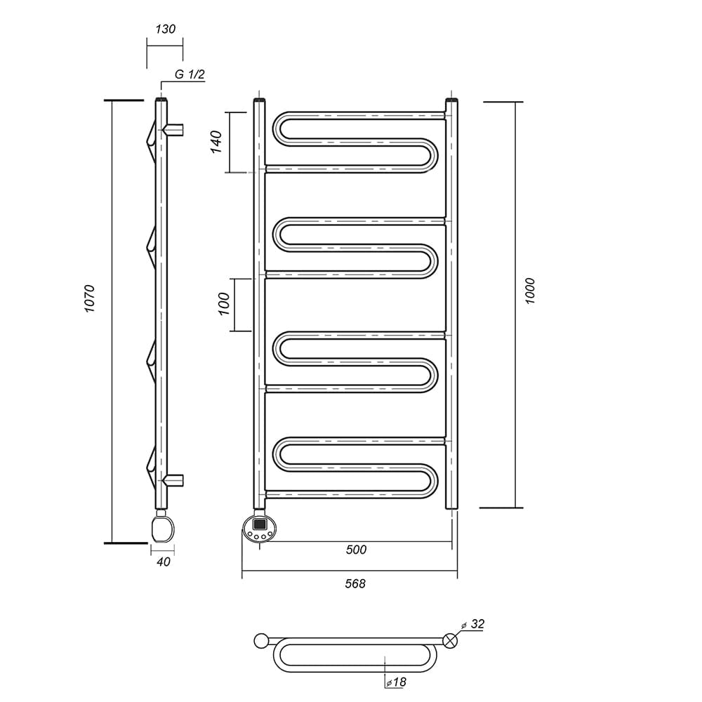 Офелия П12 500x1000 EL хром