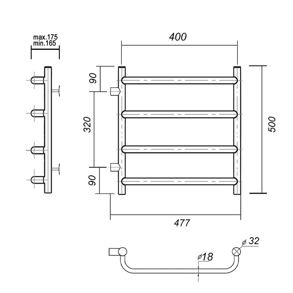 Стефано П4 400х500-320 хром